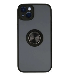 iPhone 14 Kılıf Montreal Yüzüklü Silikon Kapak - Siyah