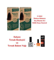 NATURA BALANCE SAÇ BOYASI 6.1 KÜLLÜ KOYU KUMRAL 2 ADET + KALYON TIRNAK BESLEYİCİ VE BAKIM YAĞI