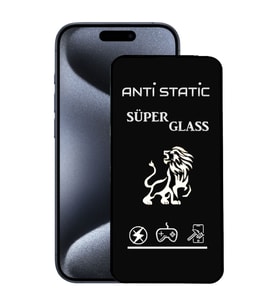 Apple iPhone 15 Pro Uyumlu Anti Static Toz Tutmaz Çerçeveli Ekran Koruyucu Cam