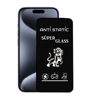 Apple iPhone 15 Pro Uyumlu Anti Static Toz Tutmaz Çerçeveli Ekran Koruyucu Cam