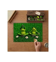 Yoğa Yapan Kurbağalar Tasarımı 240 parça Ahşap Puzzle Ahşap Kutuda MP09212