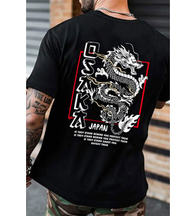 Unisex Osaka  Baskılı T-shirt (Siyah)