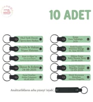 Açık Yeşil & Siyah, Anaokulu Hatırası İçin Kişiselleştirilmiş Anahtarlık 10’lu Set, Eğitim Hediyesi