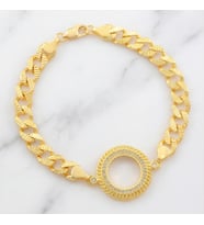 Yarım Altın Çerçeve Bileklik Çelik Altın Kaplama İşlemeli Figaro Model BLK-1102 (Gold)