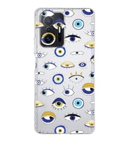 PrintiFy Xiaomi Mi 11T ile Uyumlu 1mm Slim Fit Nazar Boncuğu 2 Baskılı Şeffaf  Kılıf