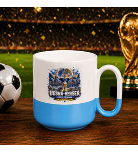 BK Gift Bosna-Hersek Taraftar Temalı Dünya Futbol Kupası Tasarımlı Mavi Joyful Kupa Bardak-3