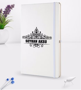 BK Gift Kişiye Özel İsimli Beyaz Termo Deri Defter 16x24cm Model 32