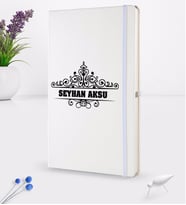 BK Gift Kişiye Özel İsimli Beyaz Termo Deri Defter 16x24cm Model 32