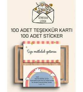 100 Adet Teşekkür Kartı ve 100 adet Teşekkür Sticker PYTKSVTK19