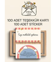 100 Adet Teşekkür Kartı ve 100 adet Teşekkür Sticker PYTKSVTK19