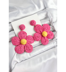 Pirinç Pembe Papatya Model Gold Renk Kadın Hasır Küpe 5886 - LOHO2927-5241