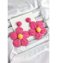 Pirinç Pembe Papatya Model Gold Renk Kadın Hasır Küpe 5886 - LOHO2927-5241