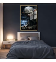 Metal Çerçeveli Cam Tablo Yüzüklerin Efendisi Karakteri Gollum (Gold)
