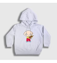 Presmono Unisex Çocuk Beyaz Gun Stewie Griffin Family Guy Kapüşonlu Sweatshirt 300281tt