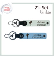 Tekvando Temalı Tarz Sahibi Hediyelik, Erkek Kardeşe Kişisel İsim Yazılı Anahtarlık, Beyaz-Gök Mavi