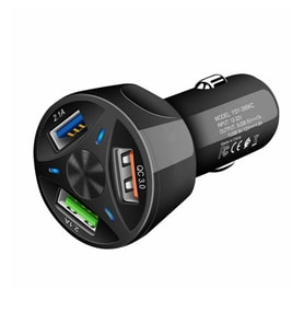 Oto 3 Usb Qualcomm Quick Qc 3.0 7a Hızlı Araç Şarj Aleti Cihazı - Siyah