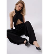 Düşük Bel Oversize Keten Pantolon