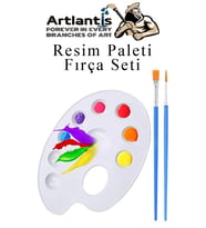 Resim Paleti ve Resim Fırça Seti 1 Paket Ressam Paleti Boyama Fırçası Akrilik Boya Guaj Boya Suluboya (Beyaz)