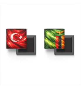Buzdolap Magnetleri - Zambiya Bayrağı ve Türk Bayrağı - 2'li Set Magneti