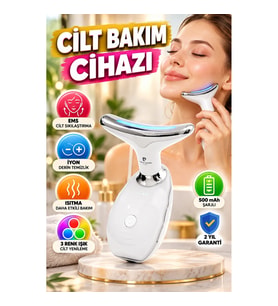 Şarjlı Cilt Temizleme ve Bakım Cihazı – 500 mAh, EMS, İyon, Isıtma ve 3 Renk Işık