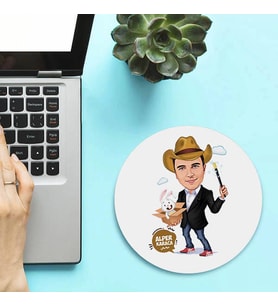 Kişiye Özel Kutudan Tavşan Çıkartan Erkek Karikatürlü Mousepad