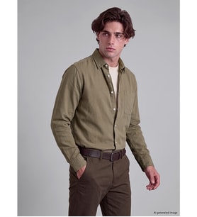 LCW Vision Haki Regular Fit Gabardin Erkek Gömlek