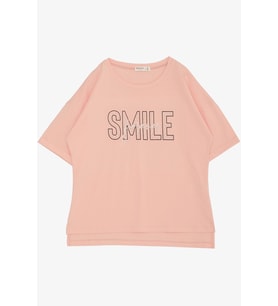 Breeze Kız Çocuk Tişört Smile Yazı Baskılı Taşlı 9-16 Yaş, Somon
