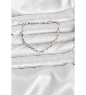 Pembe ve Beyaz Zirkon Taşlı Gümüş Renk Su Yolu Kadın Bileklik 5886 - HPSBYI1387-1541