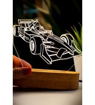 Üç Boyutlu Formula 1 Yarış Arabası Tasarımlı LED Masa Lambası (Krem)