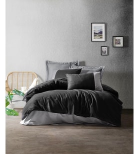 Cotton Box Plain Çift Kişilik Nevresim Takımı Siyah Gri
