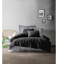 Cotton Box Plain Çift Kişilik Nevresim Takımı Siyah Gri