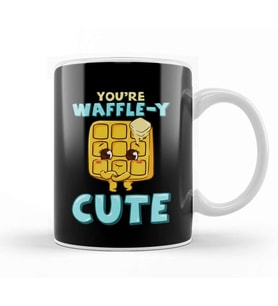 Funny You're Waffle y Cute Waffle Breakfast Pun Kupa Bardak Porselen