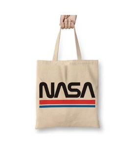 Nasa Beyaz Bez Çanta Uzun Saplı Alışveriş Çantası Plaj Çantası