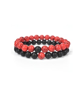Unisex - Şık Tasarım Tokluk Hissi Veren 2 Adet Doğal Taş Bileklik  Handmade > Jade Ve Onix!