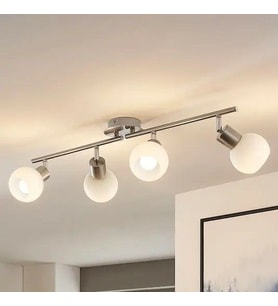 Rsylight Modern İnox Kaplama 180 Derece Hareketli Beyaz Opal Camlı Dekoratif Tavan Plofyoner Avize