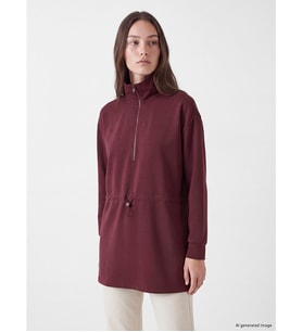 LCW Modest Mürdüm Soft Touch Kadın Sweatshirt Tunik