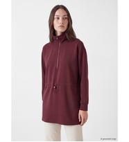 LCW Modest Mürdüm Soft Touch Kadın Sweatshirt Tunik