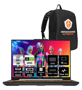 Asus Tuf Gaming F16 Intel Core Ultra 5 210H 40GB 512GB SSD RTX4050/6GB 140W 16" Fhd+ 144HzWindows 11 Pro Taşınabilir Bilgisayar & Per4 Çanta FX607VURL145P402