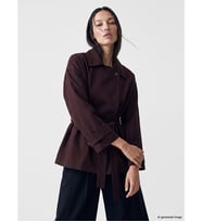 LCW STUDIO Bordo Kuşaklı Oversize Kadın Gabardin Ceket