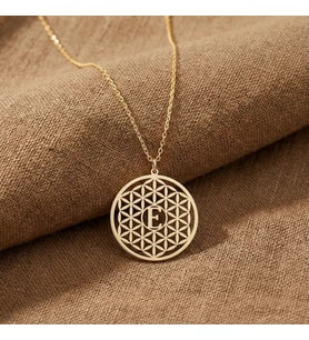 Yaşam Çiçeği Tasarım Harf Kolye 925K Gümüş (Gold)