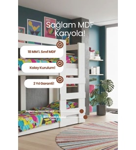 Agonya Modern MDF İki Katlı Ranza- 1. Sınıf MDF Kompakt Tasarım Sağlam Merdivenli İki Katlı Karyola