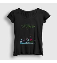 Presmono Kadın Siyah Street Stray Kids T-Shirt 123043tt