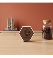Modern Elhamdülillah hat sanatlı masaüstü dekoru, ev ve ofisler için estetik, butik ve şık bir tasarım 10x10 cm, Açık Kahve
