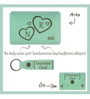 Açık Yeşil, Sevgililer Günü’nde Özel Bir Dokunuş! Harf ve Kalp İşlemeli Cüzdan & Anahtarlık Seti