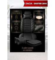 dacia duster 2014 Koltuk ve Kılıf uyumlu Yastık Minder Siyah Lüks 2 Minder 2 Yastık