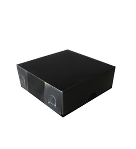 Asetat Kapaklı Karton Kutu Düz Renk 8X8X3 (50 Adet)  Siyah