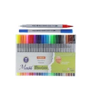 Fineliner Kalem Çift Yönlü 24 Renk 1 Paket Fırça Uç ve Fineliner Brushpen 24lü Keçe Uçlu Kalem Kalın İnce Keçeli Kalem