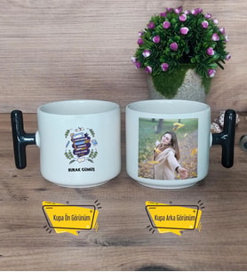 Öğretmenler Günü Kupa Bardak Fotoğraflı T Siyah Kulplu Öğretmenler Günü Hediyesi