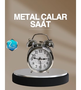 Dekoratif Yuvarlak Gümüş Sessiz Işıklı Masa Üstü Çalar Saat Alarmlı Ve Şık Tasarım