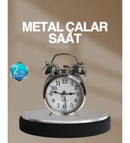 Dekoratif Yuvarlak Gümüş Sessiz Işıklı Masa Üstü Çalar Saat Alarmlı Ve Şık Tasarım